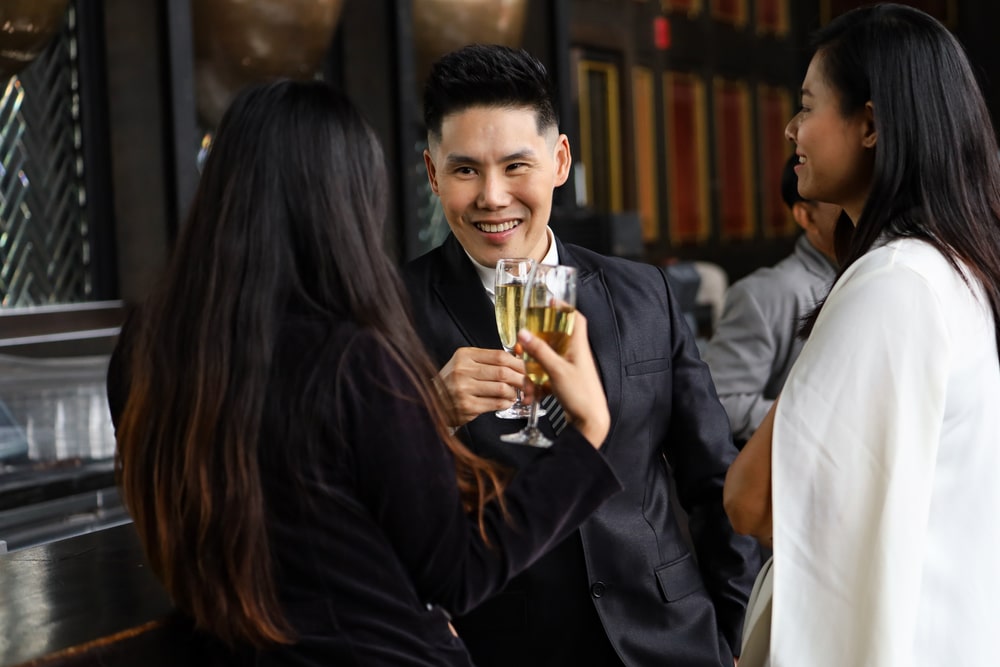 business person networking in a condo function room